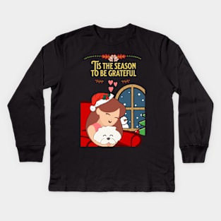 Tis the Season to be Grateful Kids Long Sleeve T-Shirt